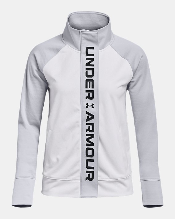 Women's UA RUSH™ Tricot Jacket, White, pdpMainDesktop image number 4